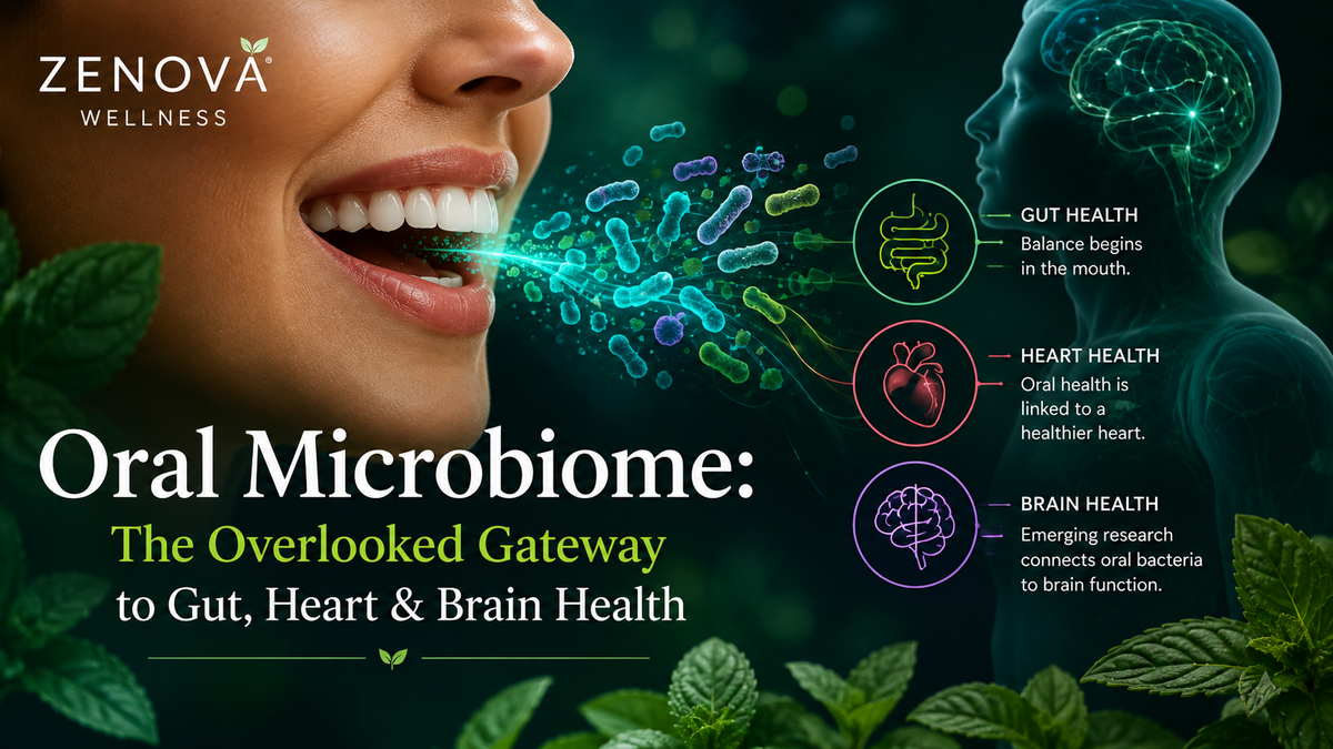 Oral Microbiome Health: The Mouth–Gut, Heart and Brain Connection — Zenova Wellness article hero image
