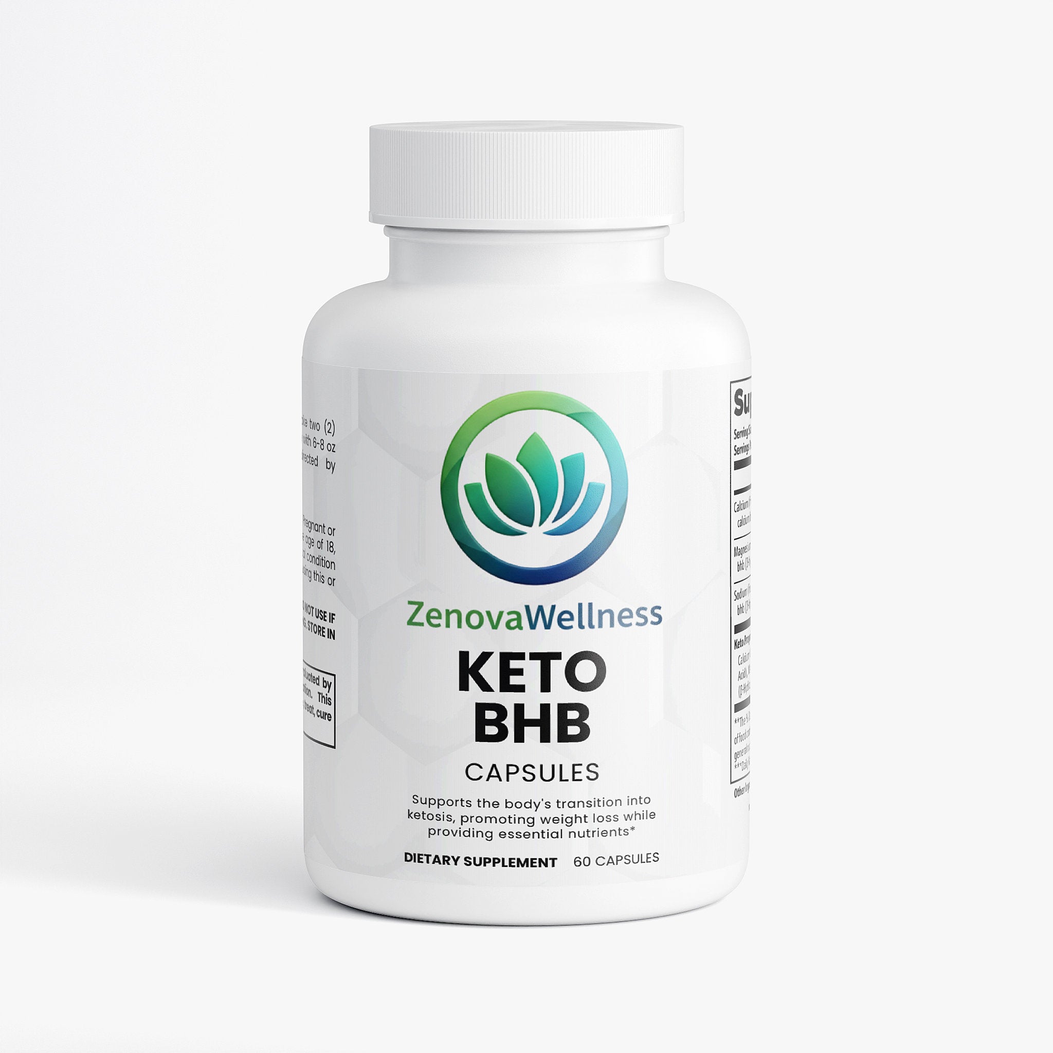 Zenova Wellness Keto BHB Capsules – Exogenous Ketones & MCT Powder, 60 Count