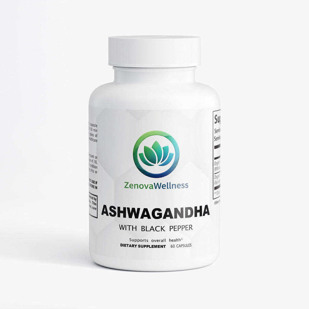 Zenova Wellness Ashwagandha Capsules – With Black Pepper, 60 Count