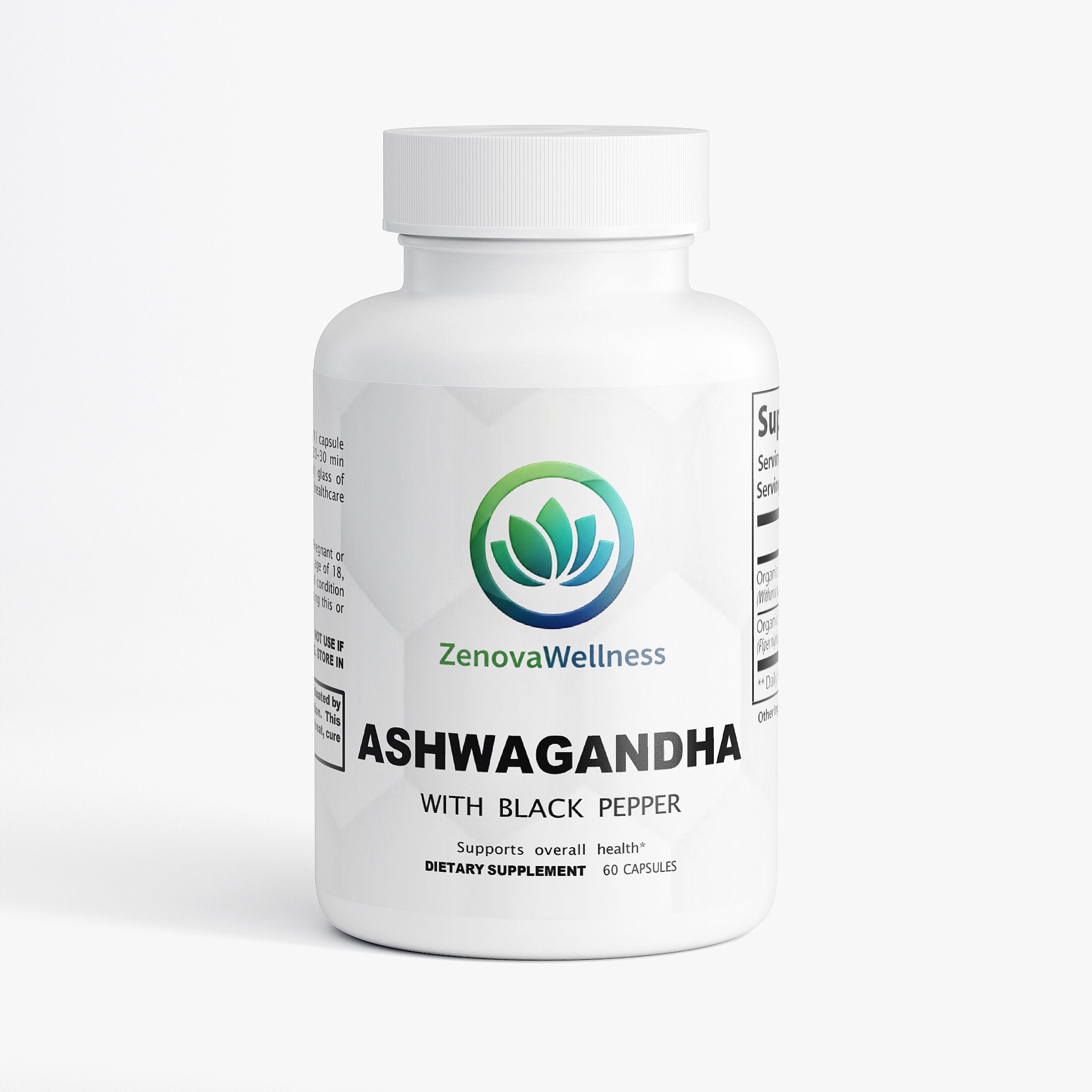 Zenova Wellness Ashwagandha Capsules – With Black Pepper, 60 Count