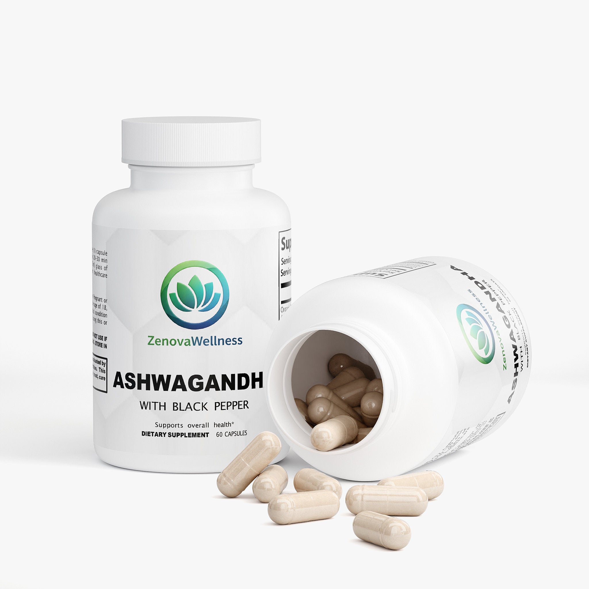 Zenova Wellness Ashwagandha Capsules – With Black Pepper, 60 Count