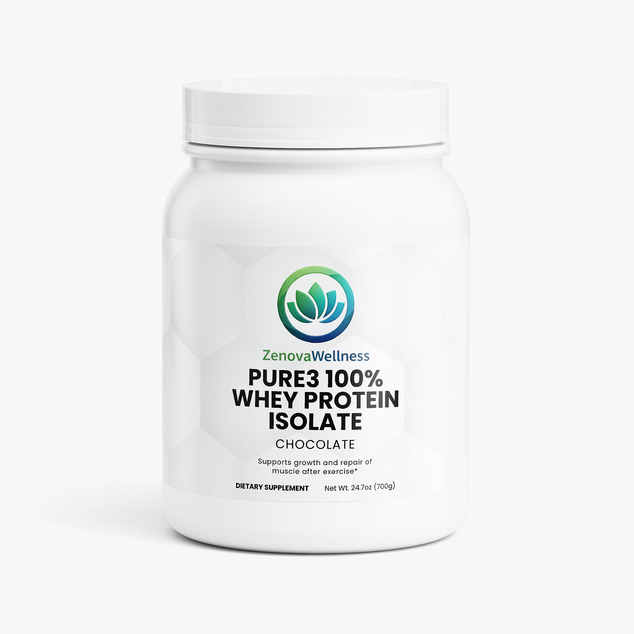 Zenova Wellness PURE3 100% Whey Protein Isolate — Chocolate (Stevia)