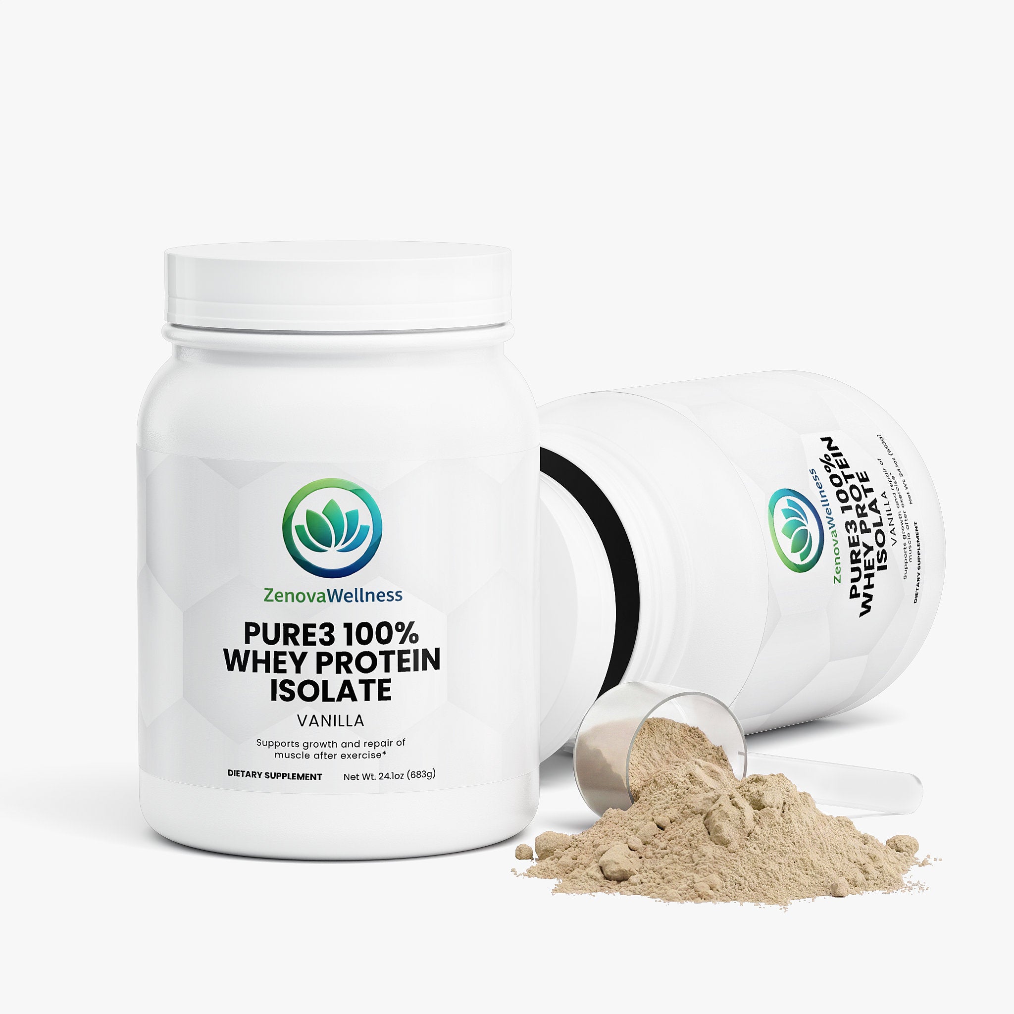 Zenova Wellness PURE3 100% Whey Protein Isolate — Vanilla (Stevia)