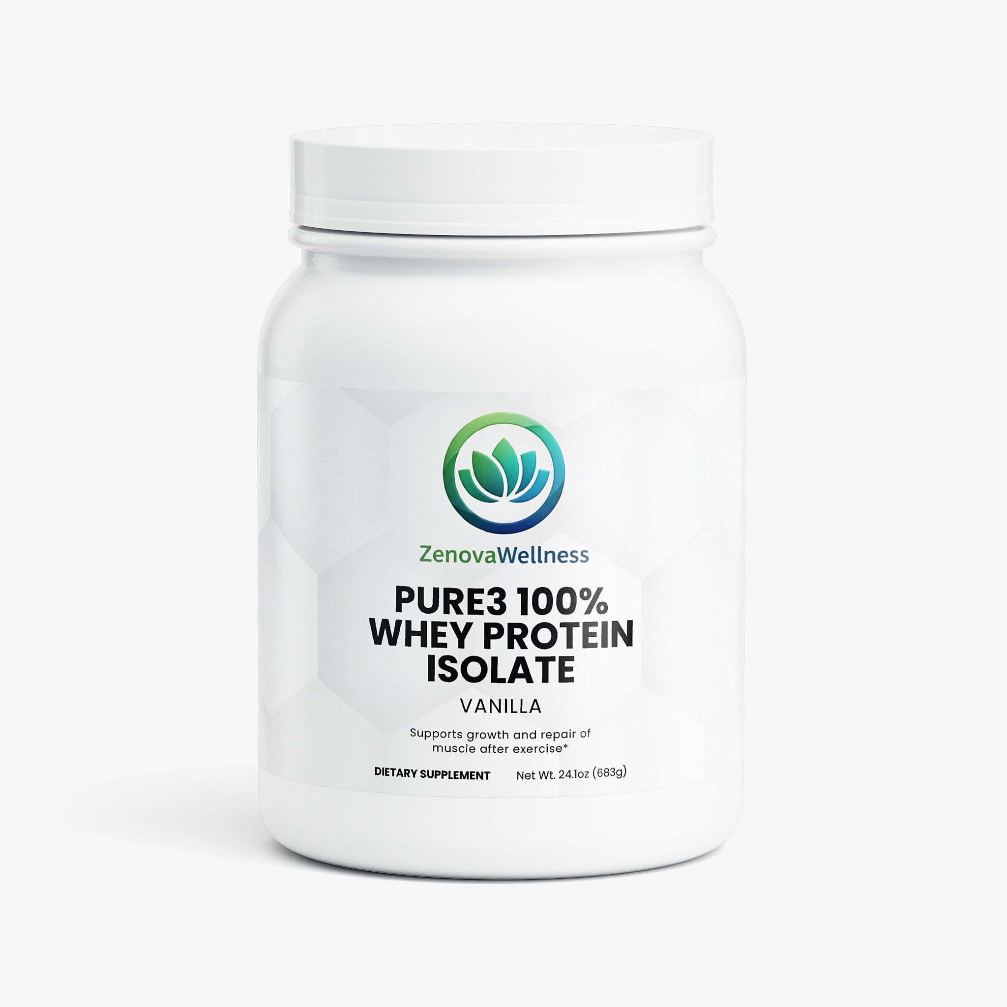 Zenova Wellness PURE3 100% Whey Protein Isolate — Vanilla (Stevia)