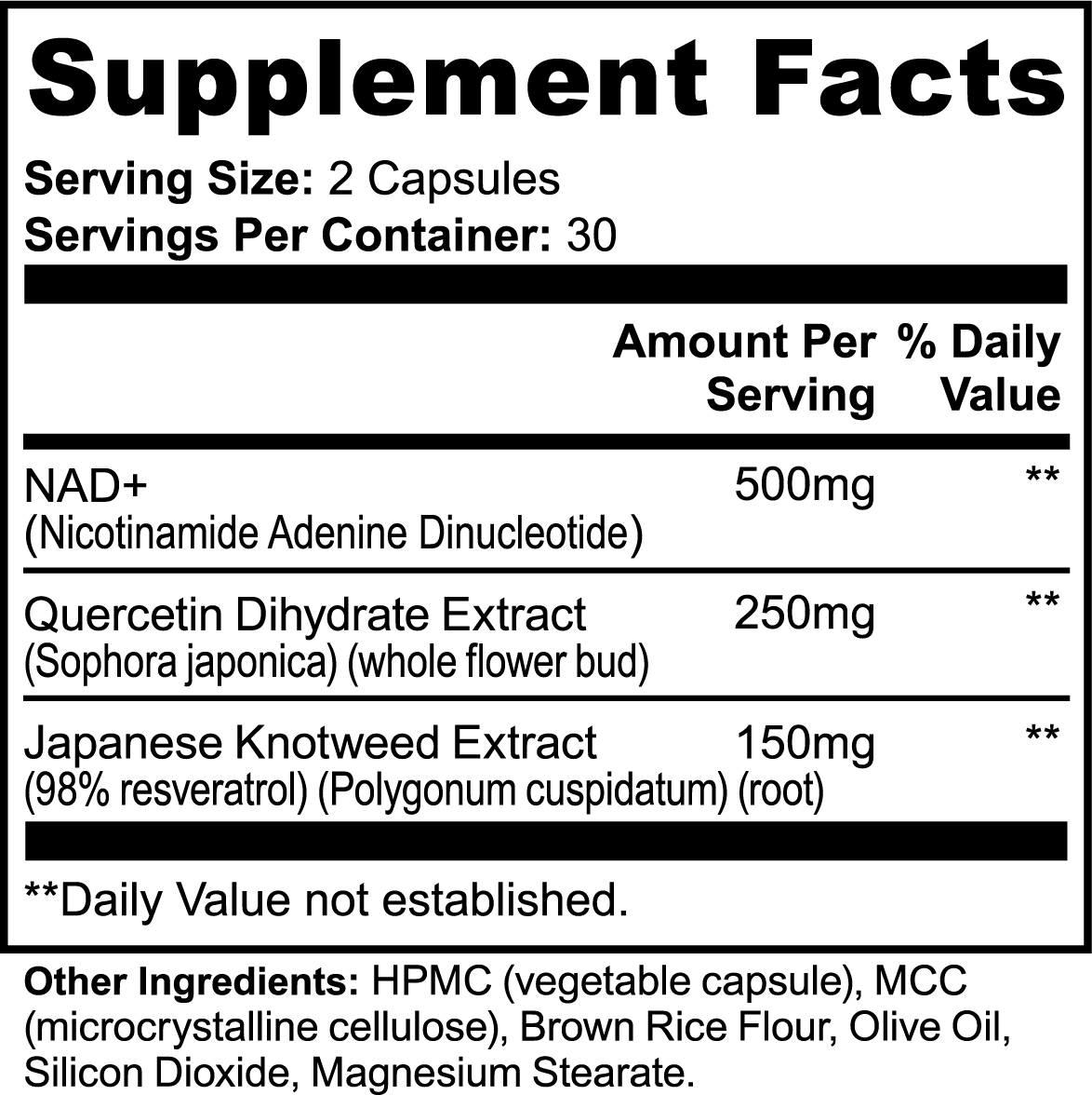 Zenova Wellness NAD+ Capsules – With Quercetin & Resveratrol, 60 Count