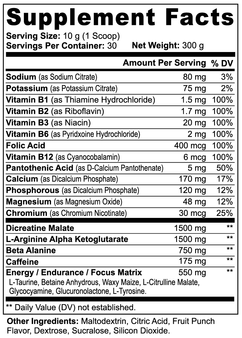 Zenova Wellness Nitric Shock Pre-Workout Powder – Fruit Punch