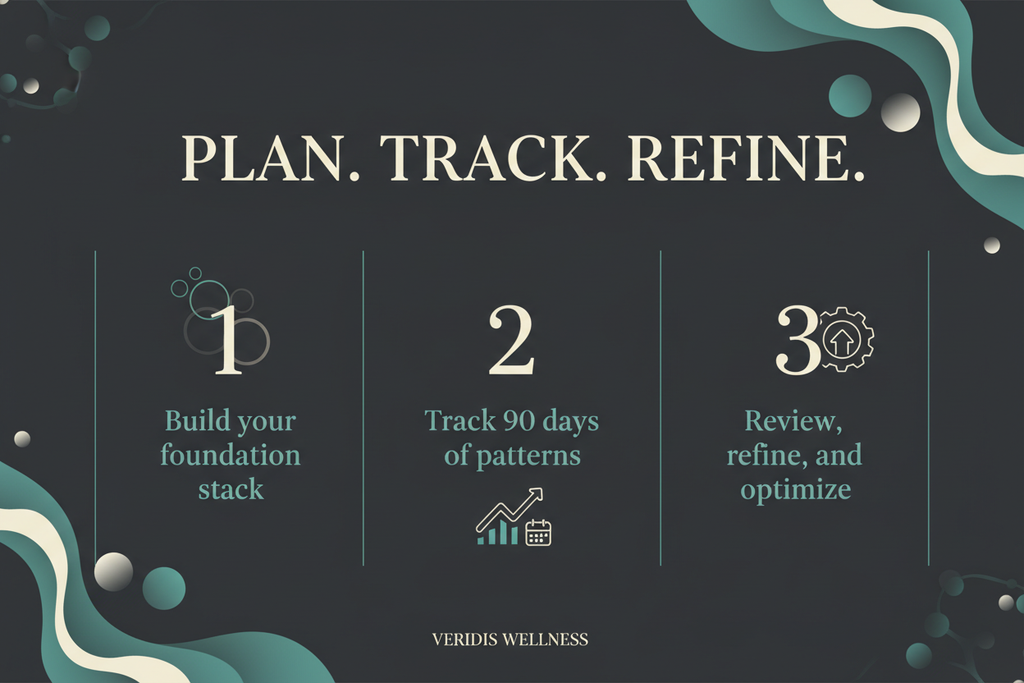 Plan. Track. Refine. — Zenova 90-Day Supplement Tracker