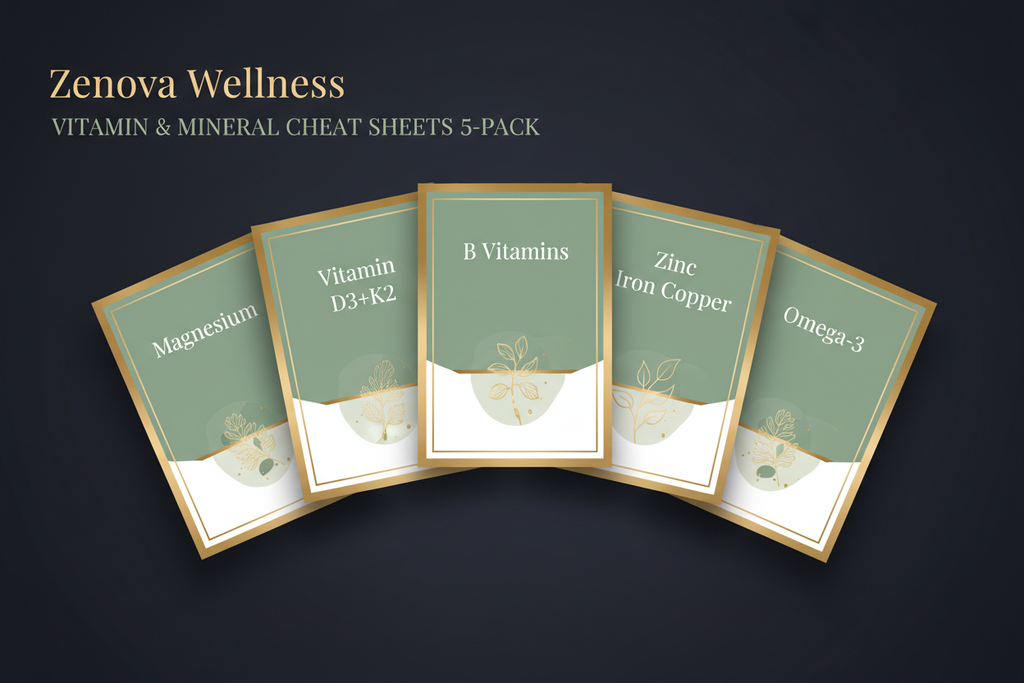 Zenova Wellness Vitamin & Mineral Cheat Sheets 5-Pack