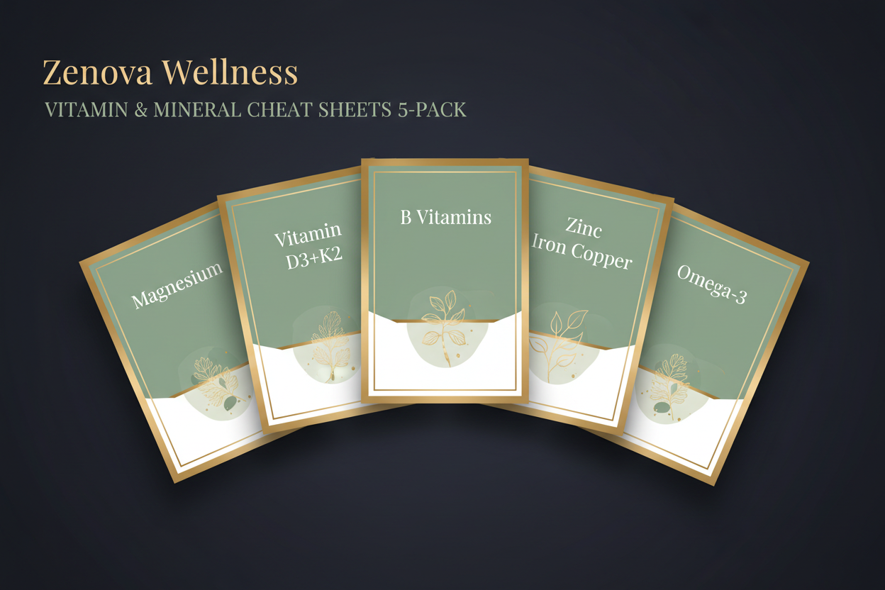 Zenova Wellness Vitamin & Mineral Cheat Sheets 5-Pack